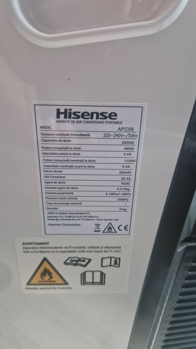 Aer Condiționat Portabil Hisense APC09 9000 BTU