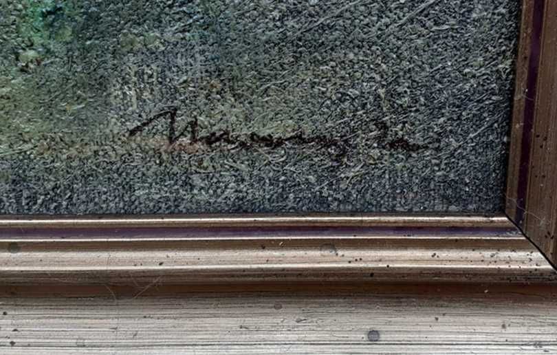 Tablou vechi - peisaj transilvanean - semnat Udvary Pál