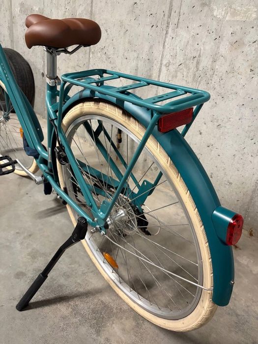 Bicicletă de oraș Elops 520, cadru jos, verde + lanț antifurt - stare perfectă