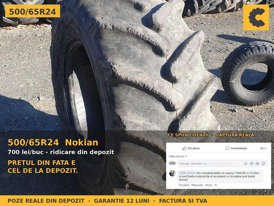 ANVELOPE 500/65R24 500 65 R24 5006524 Nokian Cauciucuri Tractor Punte Fata 4x4 John Deere Case New Holland Fendt SH Garantie 1 An FACTURA TVA Livrare