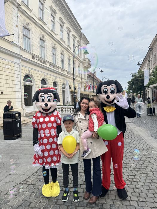 Pictura pe fata, mascote, animatie zile de nastere, botezuri, Labubu, Stitch, Mickey&Minnie, Spiedermann, robot led show, urs alb