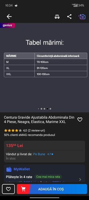 Centura Gravide Ajustabila Abdominala Din 4 Piese XXL