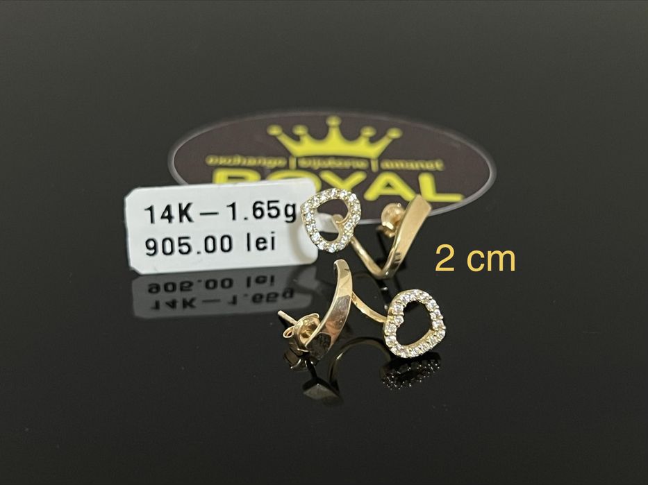 Bijuteria Royal CB : Cercei inima rasuciti aur 14K  1,65 grame