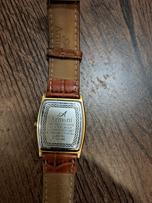 Ceas extraplat,Armoni,curea piele,placat cu aur 24k..