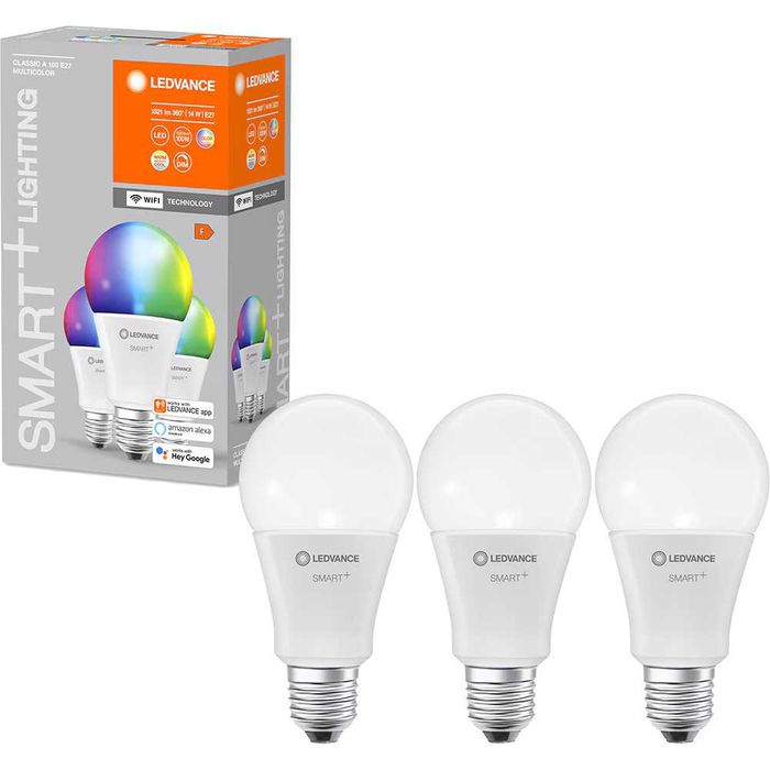 Set 3 becuri RGB Wi-Fi LED Smart Ledvance soclu E27 1520 lm Sigilat