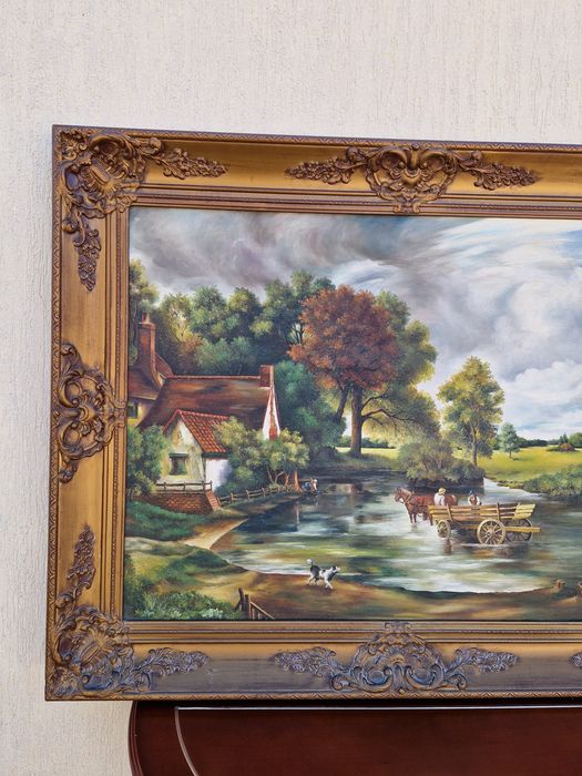 Страхотна антикварна белгийска авторска картина масло върху платно