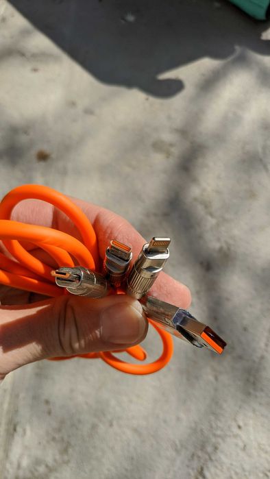 Светящийся кабеля 3в1 - силиконовые - microUSB, Type-C, iPhone