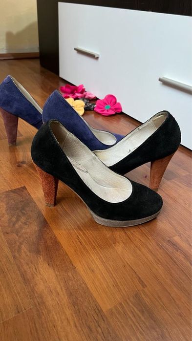 Pantofi cu toc piele intoarsa marime 36