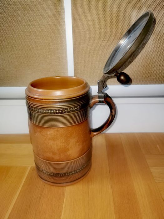 Халба бира огромна керамична капак традиционна ръчна изработка 2,5 л.