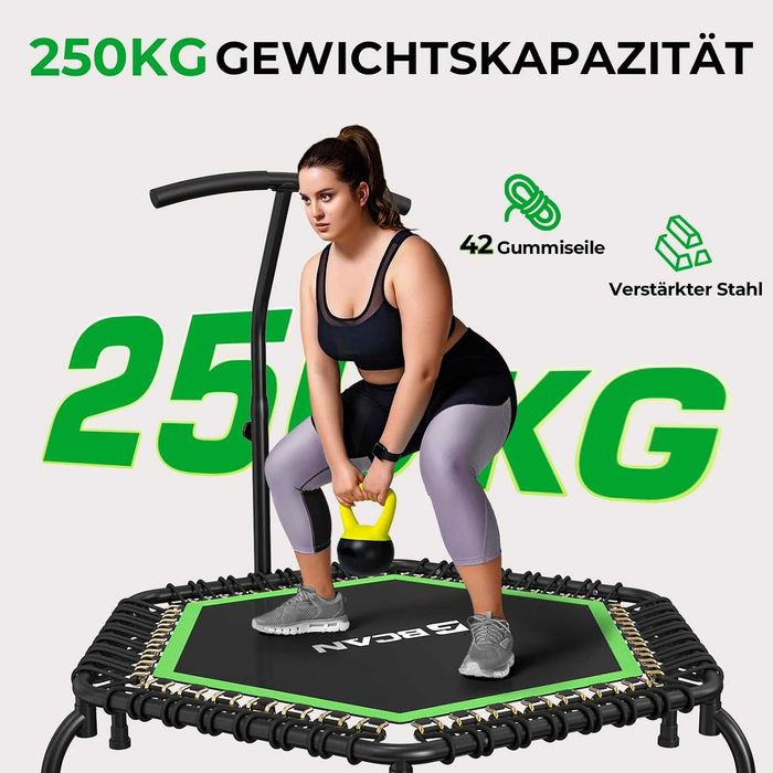 Trambulină de fitness pentru interior BCAN (Ø 122/130 cm), trambulină pentru adulți (până la 250 kg