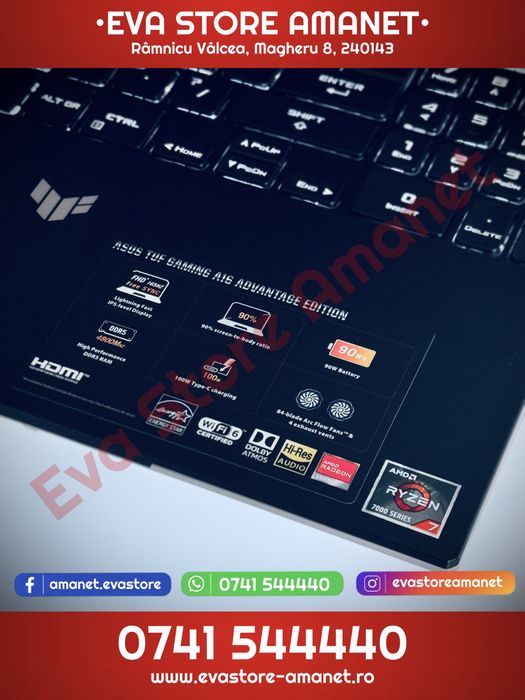 Laptop Gaming 16” ASUS TUF A16 Advantage Edition Ryzen 7 1TB 16GB Radeon RX 7700s 8GB