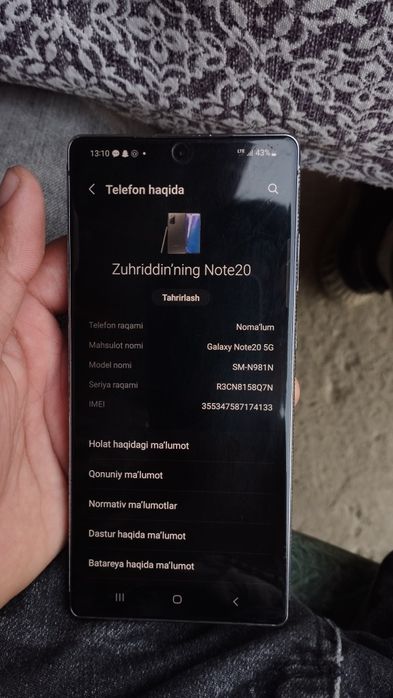 Samsung not20 sotiladi narxini kelwamiz