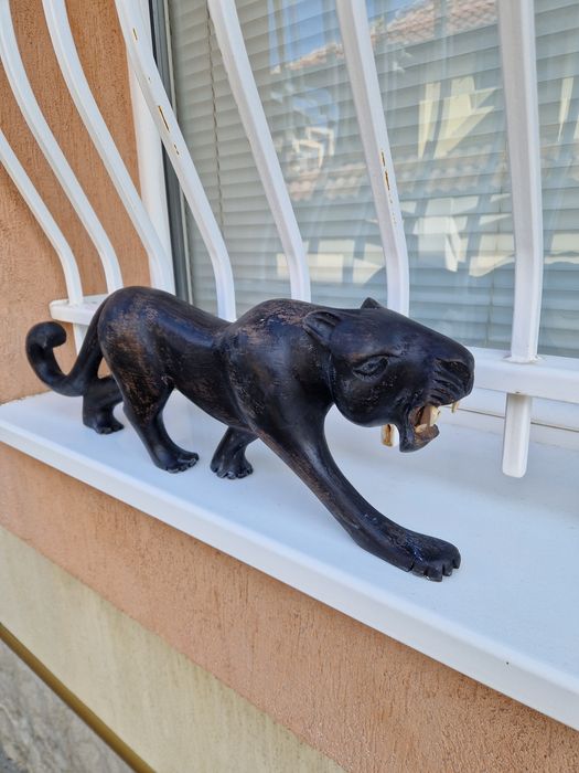 Прекрасна огромна антикварна дървена фигура статуетка