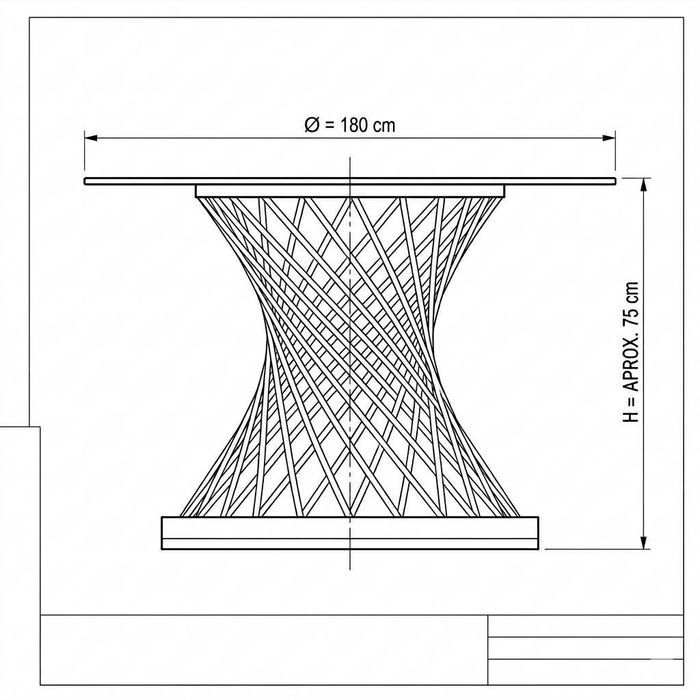Masă evenimente rotundă / blat sticla / negru 180 cm 10 - 12 persoane HORECA / Pret promo