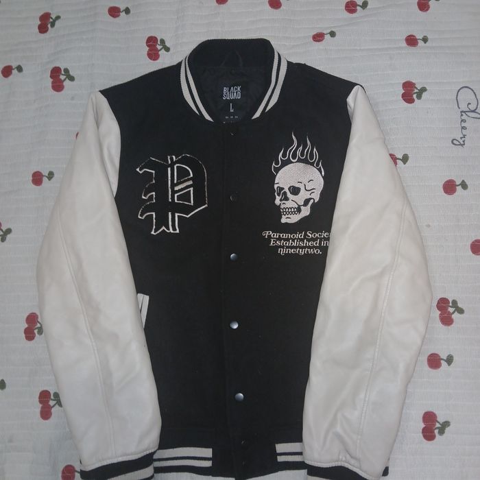 Бомбер Black Squad чёрно-белый, размер L (50–52)