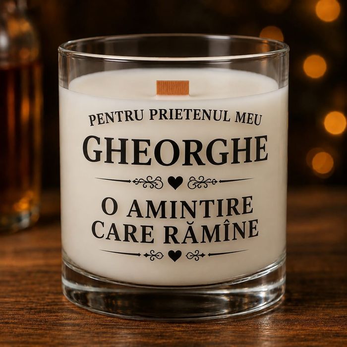 Lumânare personalizată premium | Nume și mesaj la alegere | Ceară de soia | Fitil din lemn | ambalaj cadou