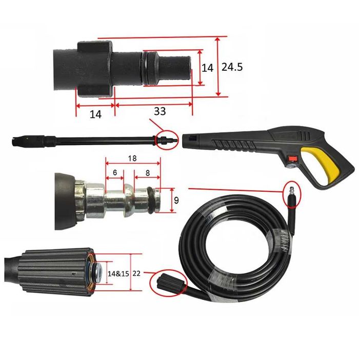 Set pistol lance spalare si furtun Parkside si Lavor