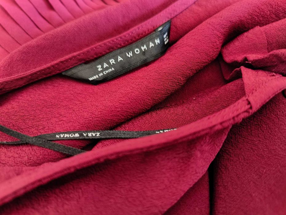 Бордо плисирана туника ZARA размер S