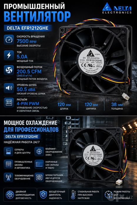 Промышленный вентилятор Delta Electronics EFR1212GHE  5 а
