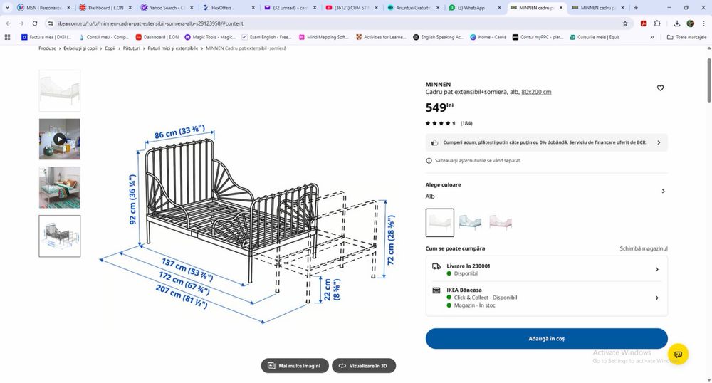 Pat copii Ikea extensibil