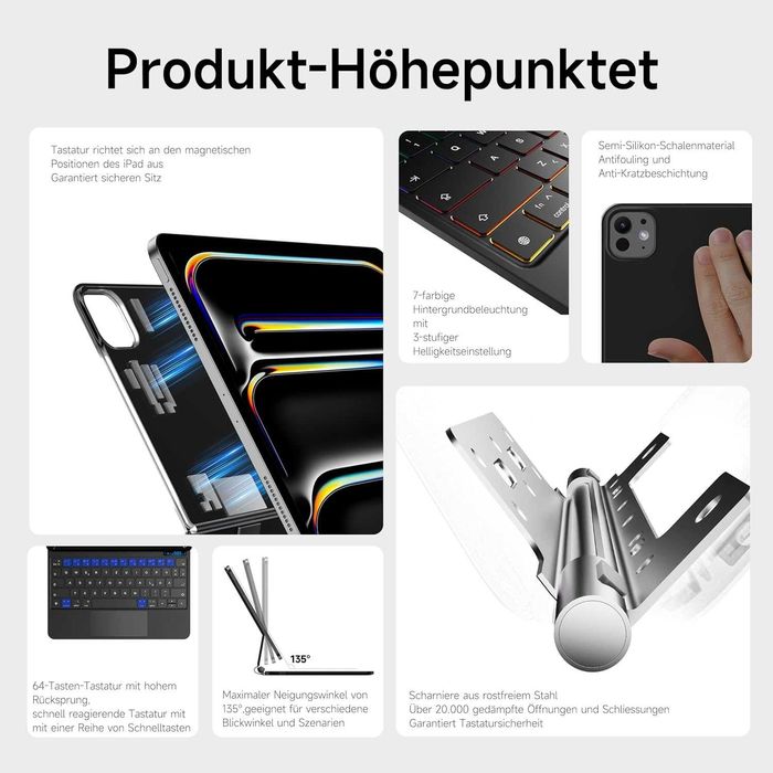 Магнитен калъф с клавиатура за iPad Pro 11 inch,Гаранция