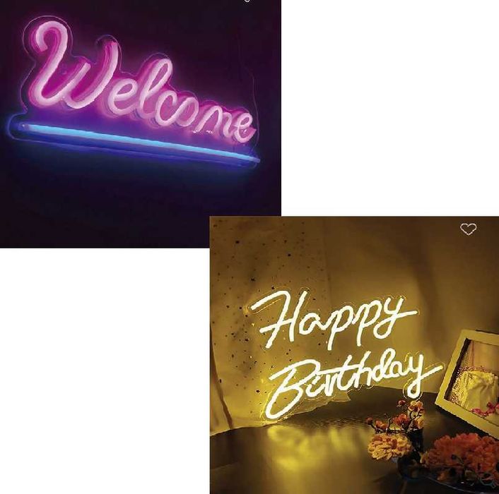 Светещ панел Mercado Trade, LED неонов "Happy Birthday" и "Welcome"