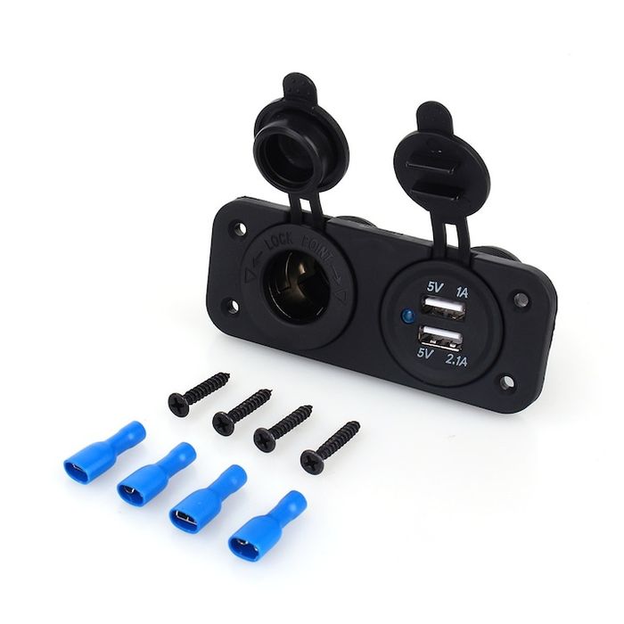 Зарядно за кола Tovbmup, гнездо за запалка 12V, двоен USB 2.1A/1A, чер