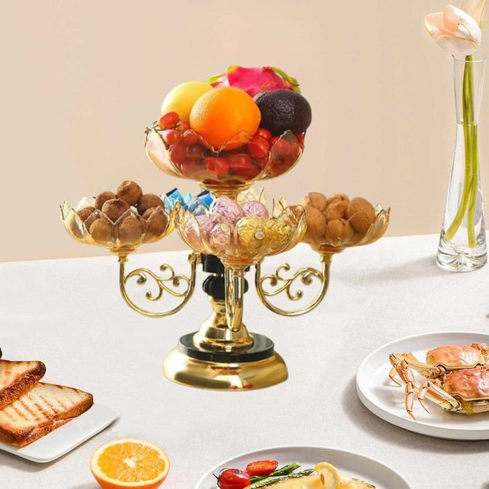 Platou de servire rotativ forma floare 5 compartimente 30x39cm