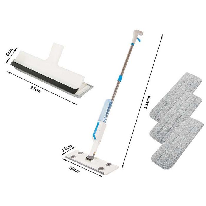 Моп с 2 глави за почистване на прозорци и подове, с включени подложки