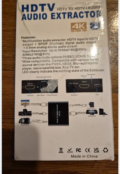 Extractor Audio HDMI 4K - Separa sunetul pentru Boxe/Casti/Soundbar