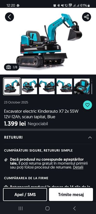 Vand excavator/masinuta electrica copii