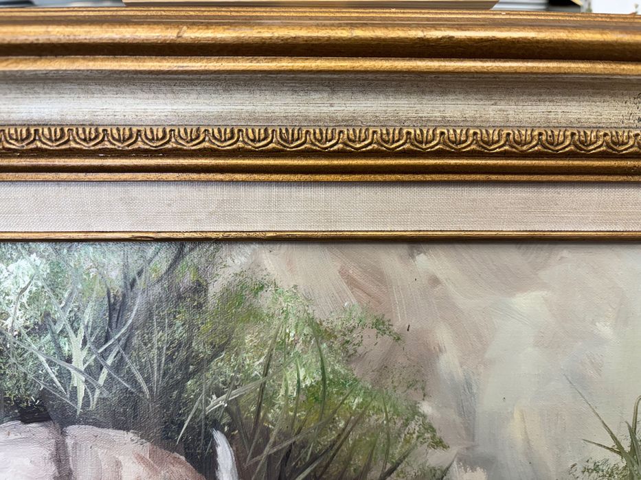 Ръчно рисувана картина на платно в масивна рамка
