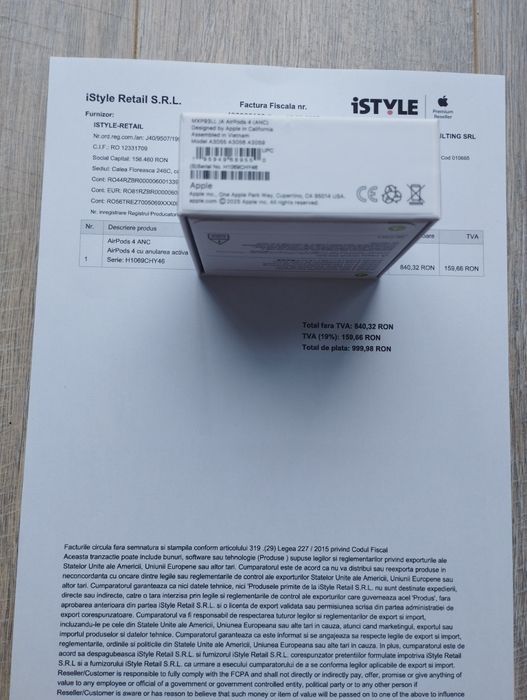 Airpods 4 ANC cu factura iStyle - Noi, Sigilate - Cadoul Ideal - Urgen