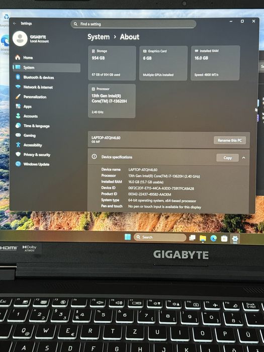 Laptop gaming Gigabyte G6 MF (RC56) – aproape nou