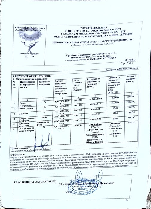 Пчелен мед Акация реколта 2026
