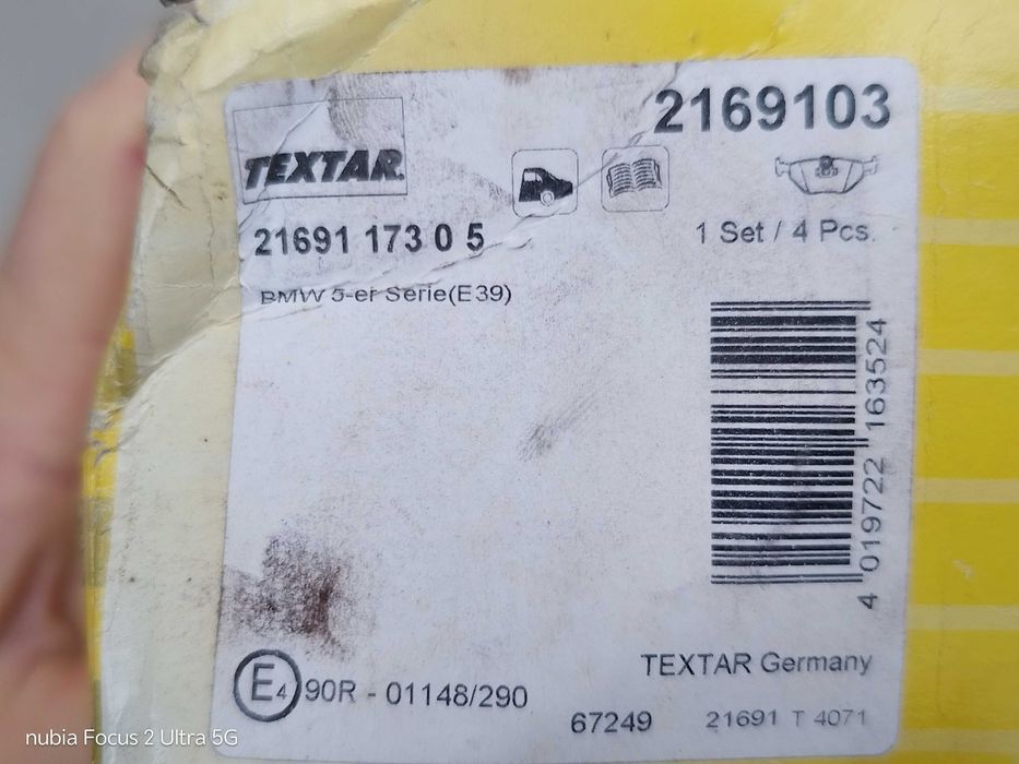 Изгодно - немски предни и задни накладки Textar BMW Е39 сер 5 и други.