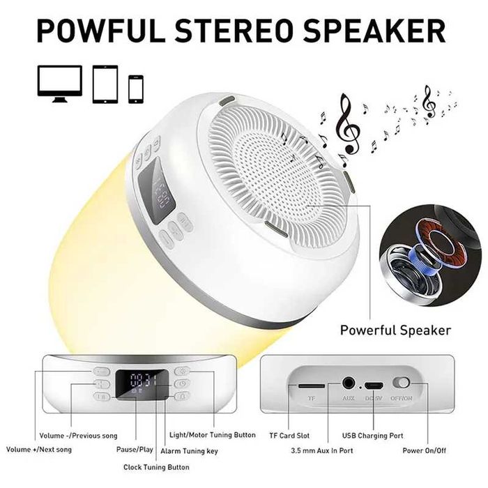 Lampa de veche proiector 360°, boxa portabila, bluetooh,ceas,alarma