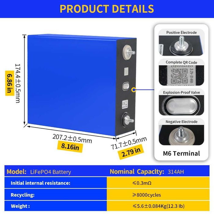 Батерия LIFEPO4 314Ah - НОВИ, 125 лв