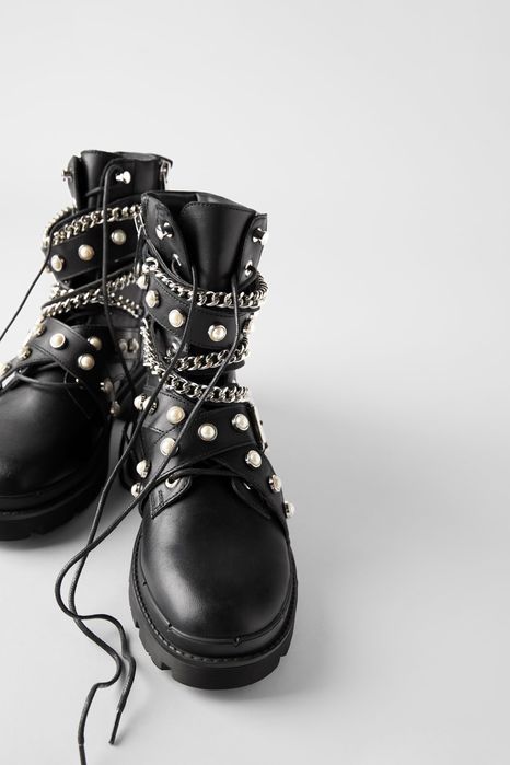 ZARA кубинки боти от естествена кожа