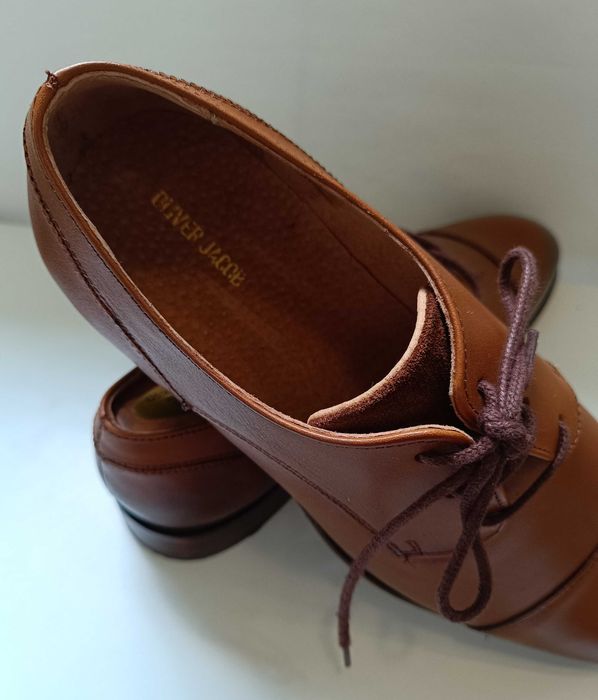 Pantofi derby 41 cap toe premium Oliver Jacob NOI piele naturala moale