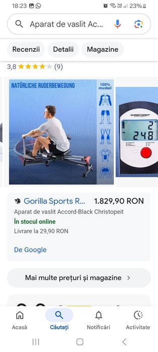 Aparat de vâslit fitness