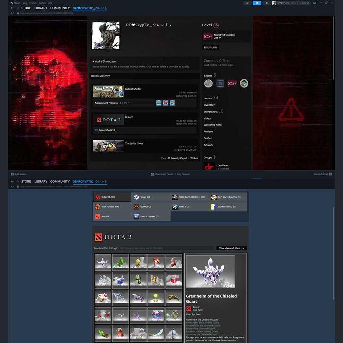 Продам личный аккаунт Steam Dota 2