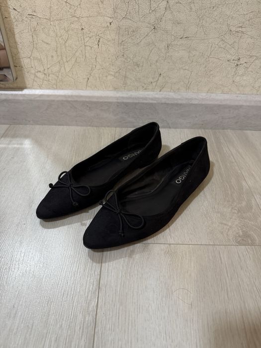 Балетки женские черные с бантиком Mango