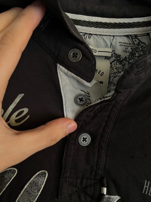 Tom Tailor "Eagle River Valley" long-sleeve rugby polo shirt in black