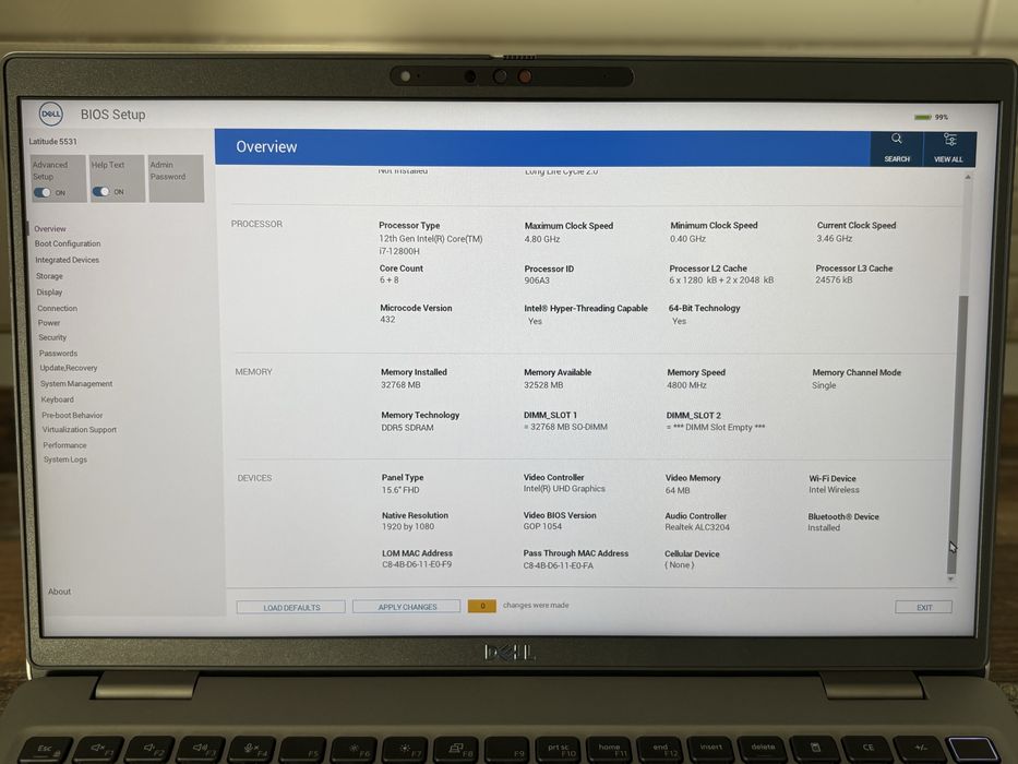 Dell Latitude 5531, i7-12800H, 32GB RAM, 512GB SSD, Windows 11 Pro
