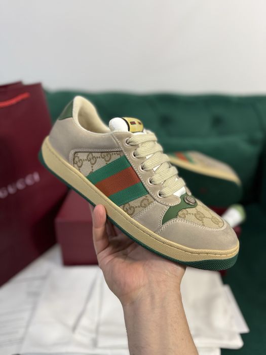 Adidasi Gucci piele naturala 100% Full Box colectie noua