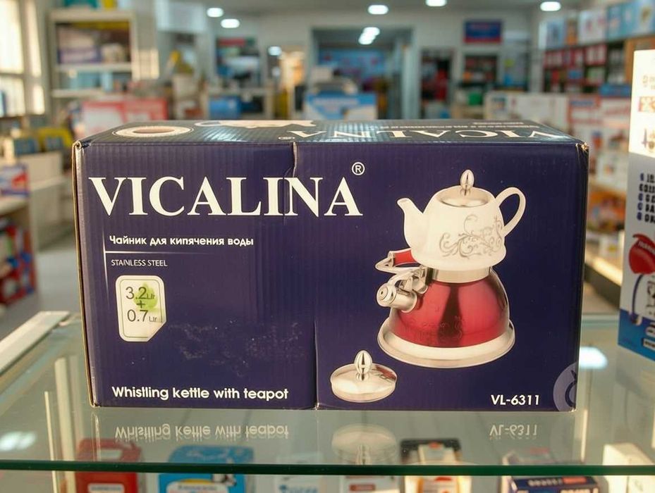 Чайник со свистком VICALINA 2в1.Новый.