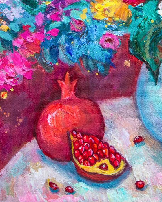 Праздничный букет. Холст, масло 80х100см.