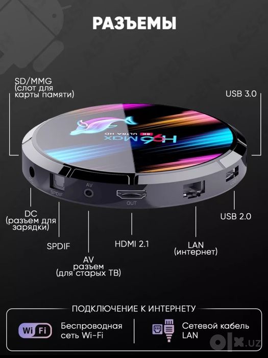 ‼️Смарт приставка.H96maxX3 4/128гб.androidtv+Бепул Каналлар+Кинолар.чл