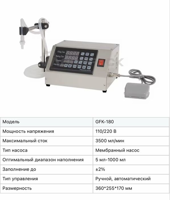 Дозатор для жидкостей GFK-180 / Разливочная машина для жидкостей
